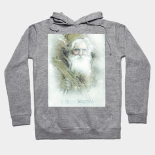 Frosted vintage Santa Claus Merry Christmas Greeting Hoodie